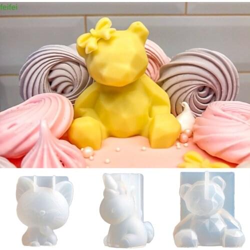 3D Bear Silicone Mold Kitten Transparent Clay Mould DIY Fondant Mousse Chocolate Baking Mold Cake Decorating Tools