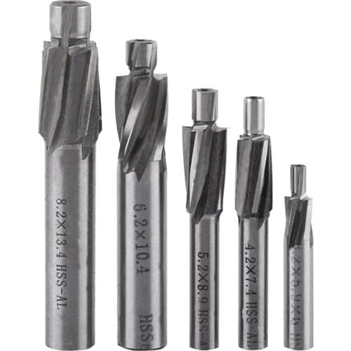 5pcs M3-M8 Counterbore End Mill HSS Pilot Slotting Tool Milling Cutter Countersink End Mills