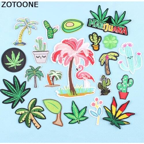 ZOTOONE Pretty Plant Flamingos Parches Embroidery Iron on Patches for Clothing DIY Stripes Stickers Appliqued Applique Clothes C