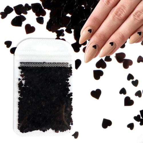 Shiny Red Black Nail Art Sequins Love Heart Shape Flake Slice Decoration Accessories Mixed Size Nails Paillette for Design