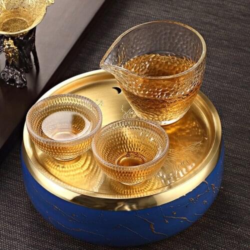 Pure copper tea ceremony large tea washing set accessories tea dregs bucket tea waste water tank dry brewing tea tray tea table