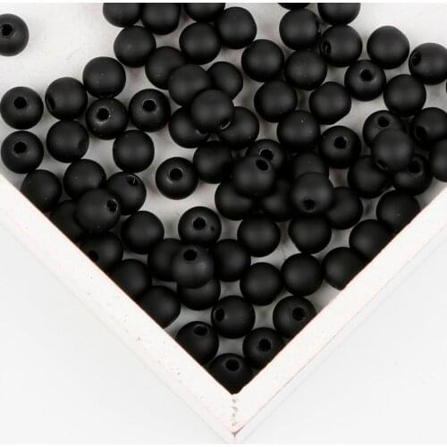 15-200pcs Matte Black Acrylic Pearl Round Beads Imitation Pearl Beads for Jewelry Making Pick Size 6-16mm