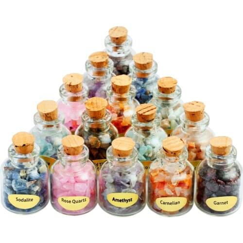 Natural Quartz Crystal Gravel Stone Beads Chip Mineral Semi-Precious Stones in 9 Wishing Bottles For Room Decor Souvenir Gifts