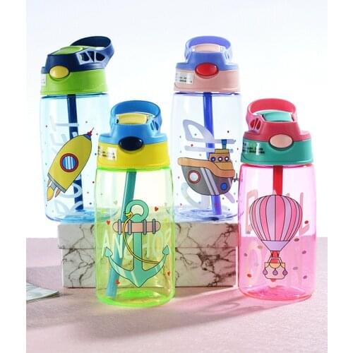 480ML Baby Kids Children Portable Feeding Drinking Water Bottle Cartoon Cup With Straw