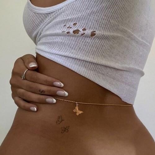 Sexy Simplicity Butterfly Belly Chains Waist Woman Body Chain Hemp Flowers Pendants Animal Trendy Bikini Beach Accessories Gift