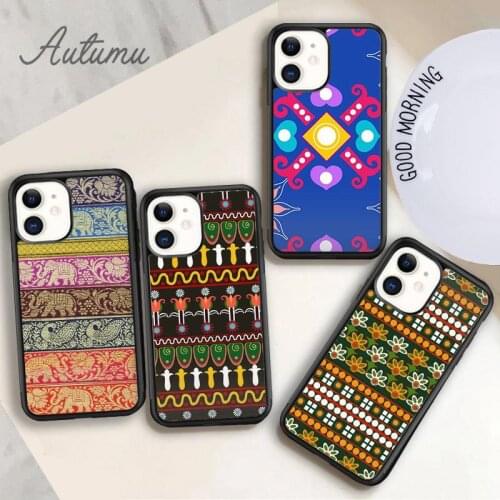 Retro Indian Pattern Phone Case for iPhone 11 12 Pro Max mini X XR XS SE 2020 5 6S 7 8 Plus Samsung Galaxy S8 S9 S10 Cover shell