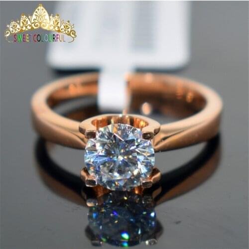 100% 18K 750Au Gold Moissanite Diamond Ring D color VVS With national certificate MO-0H101