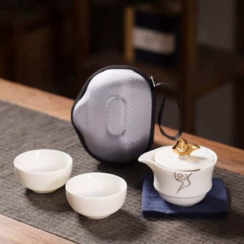 European White Porcelain Tea Set Set Simple Portable Teapot Teacup Ceramic Travel Tea Set Home Teacup Teapot Home Decoration