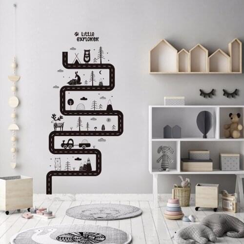Children Wall Sticker Cartoon Animal Car Road Home Decoration Vinyl Art Design Poster Mural Kids room Living room Poster XL36