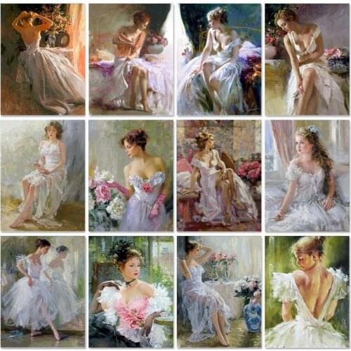 GATYZTORY Unframe Pictures By Numbers Women Art Acrylic Paint DIY Painting By Numbers Portrait On Canvas Handpainted Gift