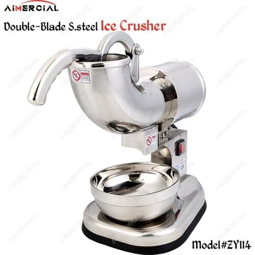 ZY114 commercial electric double-blade ice crusher S. steel smoothies shaver DIY ice cream maker ice making machine 180KG/H