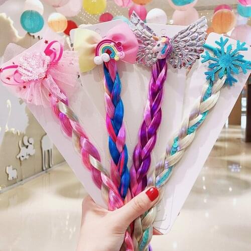 Girls Cute Cartoon Bow Butterfly Colorful Braid Rubber Bands Headband Children Ponytail Holder Fashion Hair Accessories