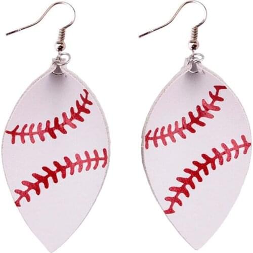 StylesI Love Women Teen Girls Soccer Round Leather Dangle Earrings Sports Ball Earrings for Sport Ball Fans or Player Baseball