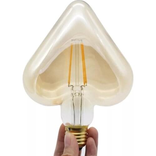 Retro Creative Heart-Shaped Non-Dimmable LED COB Filament Lamp Aidi Lamp Home Decoration 360 Degrees Indoor Lighting 4W 6W E27