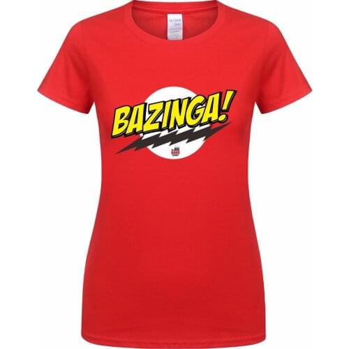 Omnitee Summer The Big Bang Theory Bazinga T Shirts Women Girl Clothing Tops Cotton Short Sleeve Sheldon Cooper T-shirt