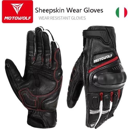 MT The Latest High Quality Mens Handmade Sheepskin Motorcycle Gloves Moto Racing Gloves Bicycle Cycling Motorbike Riding Glove