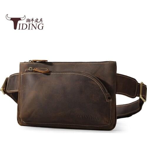 Men Chest Pack Bag Cow Leather 2018 New Mens Crossbody Bags Mens Vintage Chest Bag Designer Messenger Leather Shoulder Bags