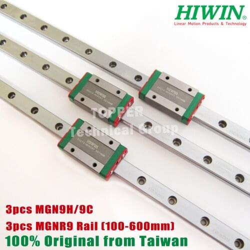 HIWIN MGN9 Rail L=100 200 250 300 350 400 450 500 600mm linear Guiderail With MGN9C or MGN9H for CNC 3d printer parts