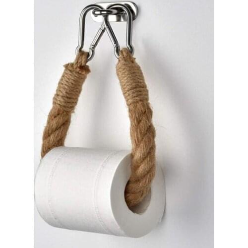 2021 New Retro Roll Paper Hanging Rope Wall Mounted Toilet Paper Holder Tube Bathroom Decor Rack Holders Bathroom Accessory
