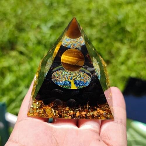 Pyramid Amethyst Peridot Healing Crystal Energy Generator Blanacing Orgonite Pyramide Emf Protection Meditation Yoga Tool