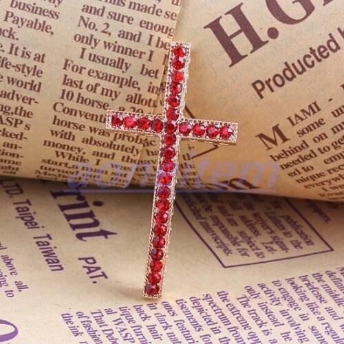 Rose Gold Color Cross Colorful Rhinestone Connector Charms For Jewelry Making Necklace Bracelet Accessories