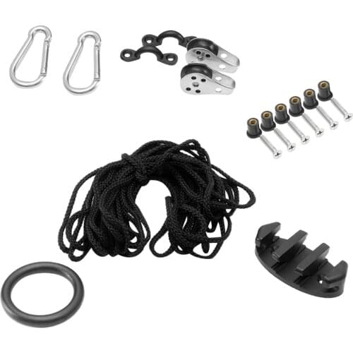 Durable Marine Kayak Canoe Boat Anchor Trolley Kit Pulley Cleat Pad Eye Ring Rope for Fishing Boat Dinghy Yatch Accessories