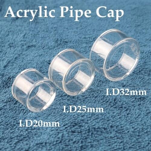 1pc I.D 20~32mm Transparent Acrylic Pipe End Cap Plug Connectors Fish Tank Pipe Fittings Organic Glass Pipe Connector
