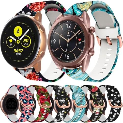 Printing Silicone 22 20mm band Strap For Samsung Galaxy Watch Activ 2 40/44mm/3 41 45mm smartwatch wristband For Huawei GT2 42mm