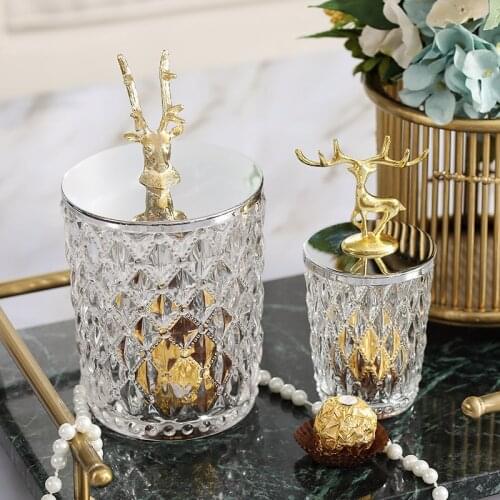 Luxury Glass Storage Jars Set Grain Snack Airtight Tea Candle Crystal Storage Jars Coffee Tarros De Cocina Home Items DF50SBJ