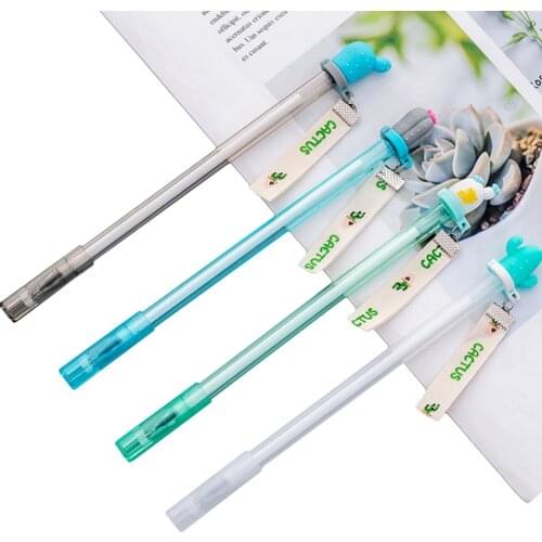 30pcs/lot Cute Cactus Ribbon Gel Pen Black gel pen Office School Supplies Stationery funny gift For Kids 0.38mm