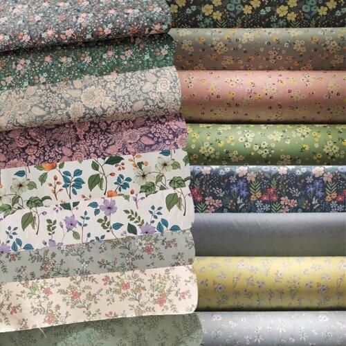 100% Cotton Twill Fabric GREEN YELLOW PINK GRAY Paisley Small Purple Orange Flower Floral For Patchwork Girl Clothes Dress Shirt