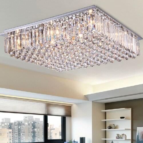 Modern led dining room chandelier large crystal lamp bedroom atmosphere living room lights colorful simple rectangular villa