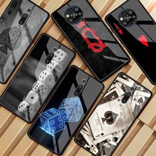 Dice Poker A Glass Phone Case for Xiaomi Redmi Note 9S 8 Mi Poco X3 NFC 9 10T Pro 5G 8T 7 9T 10 Lite 9C K40 Cover Coque