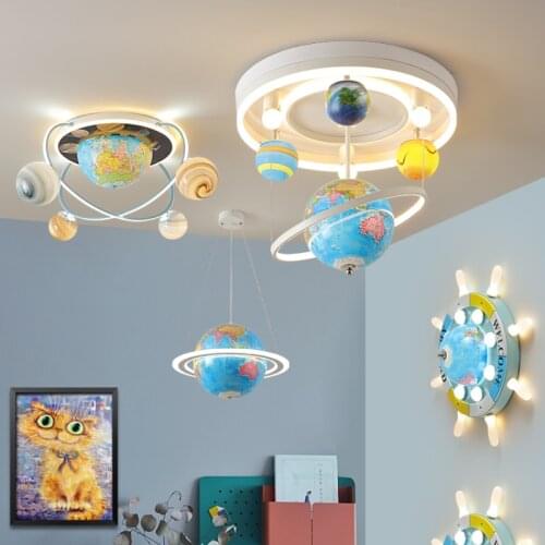 Modern Blue Globe LED Chandeliers Bedroom Living Room Dining Room Childrens Nursery Nursery Nordic Interior Decoration Lamp