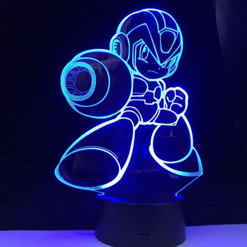 Anime ROCKMAN 3D LED Illusion Touch Night Light For Child Birthday Gift Lamp Bedroom Decor Nightlight Mega Man Table Lamp
