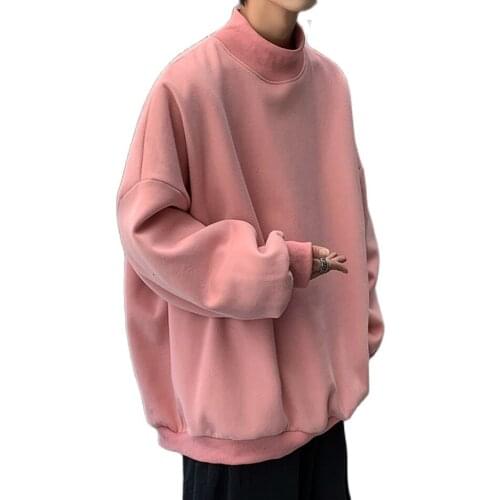 2021 Spring Autumn Men Hoodie Fashion Casual Turtleneck Sweatshirt Streetwear Loose Hip-hop Pullover Hoodies Plus Size M-5XL