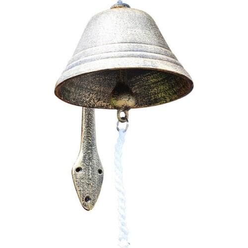 Vintage Door Bell Outdoor Wall Mounted Hand Bell With Rope Retro Iron Dinner Bell Decorative French Cafe Iron Doorbell