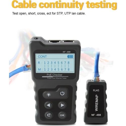 LCD Network Cable Tester Lan tester PoE Checker Inline PoE Voltage and Current Tester with Cable Tester checker the Ethernet