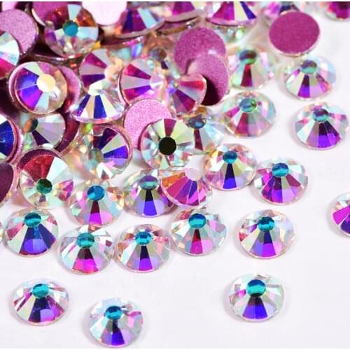 2028 Glass Crystal AB Non Hot Fix Rhinestones With Rose Gold Bottom Crystal Glitter Rhinestones For Nail Art Decorations B3798