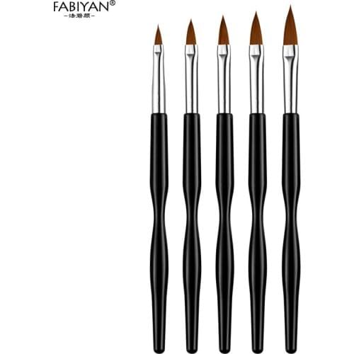 5Pcs /Set Nail Art Brush Manicure Tool Acrylic Powder UV Gel Design Nail Polish Flower Painting Carving Pen Kit