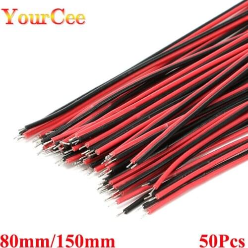 50Pcs/lot Red Black Abreast Line 26AWG 80mm 150MM length LED Line Connecting Tin Plating Wire DIY 2P Electronic Wire Welding