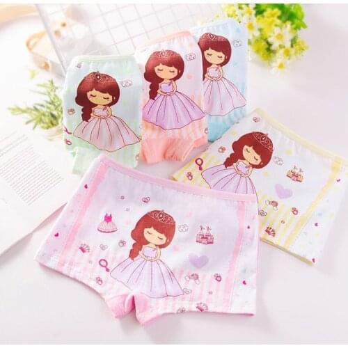 6Pcs/lot Childrens Cotton Underwear Female Cartoon Boxer Baby Girls Underwear Boxer Panties 2-10Y