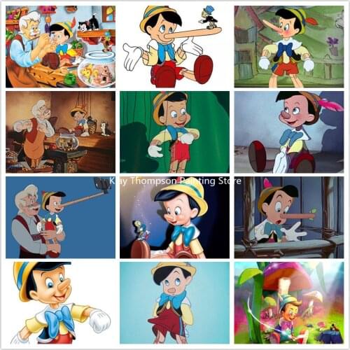 5D DIY Disney Diamond Painting Pinocchio Inlaid Diamond Art Cross Stitch Cartoon Home Decoration Painting Mosaic Gift