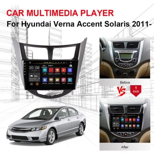 9 Inch IPS Screen Android Octa Core 4GB RAM Car Radio Stereo For Hyundai Verna Accent Solaris 2011-2015 DVD Multimedia Player