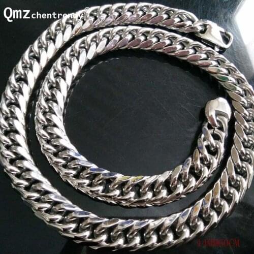 Hip Hop Men Stainless Steel Cuban Cubra Chain Necklace Rapper Chunky Top quality Boys Jewelry 13mm/16mm 60cm