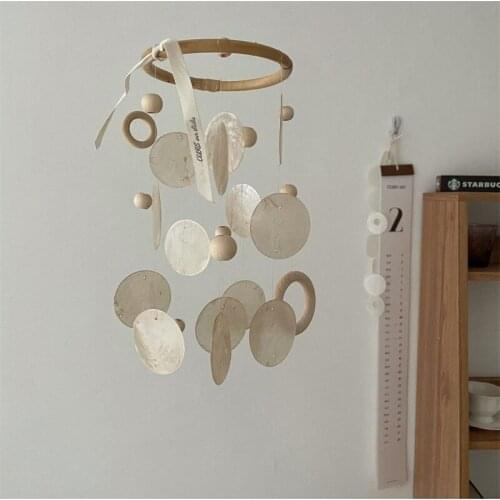 INS Natural Wooden Beads Shell Wind Chimes Wall Hanging Ornament Outdoor Garden Balcony Windbell Homestay Home Decor Photo Props