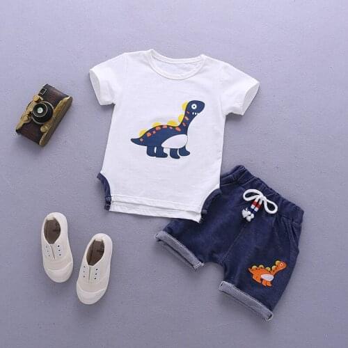 Baby Boy Summer Clothes Set For Toddler Kids Short Sleeve Clothing Cartoon Printed Fruit Short Sleeve T-shirt Pants Boy Suit Set