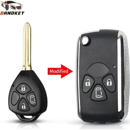 Dandkey 3 Buttons Flip Modified Remote Key Shell For Toyota Corolla RAV4 Yaris Prado Camry Crown Avalon TOY43 Car Accessories