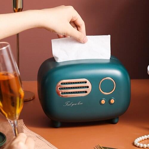 Creative Retro Radio Tissue Box Toilet Paper Storage Container Organizer Desktop Napkin Case Holder Ornament Craft Decoration