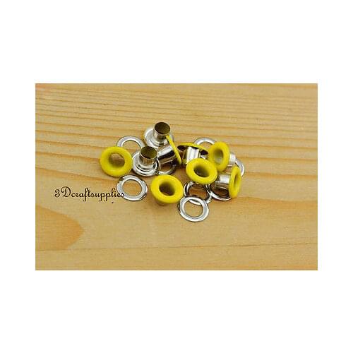 Eyelets metal with washer grommets yellow round 100 sets 4 mm AC72D